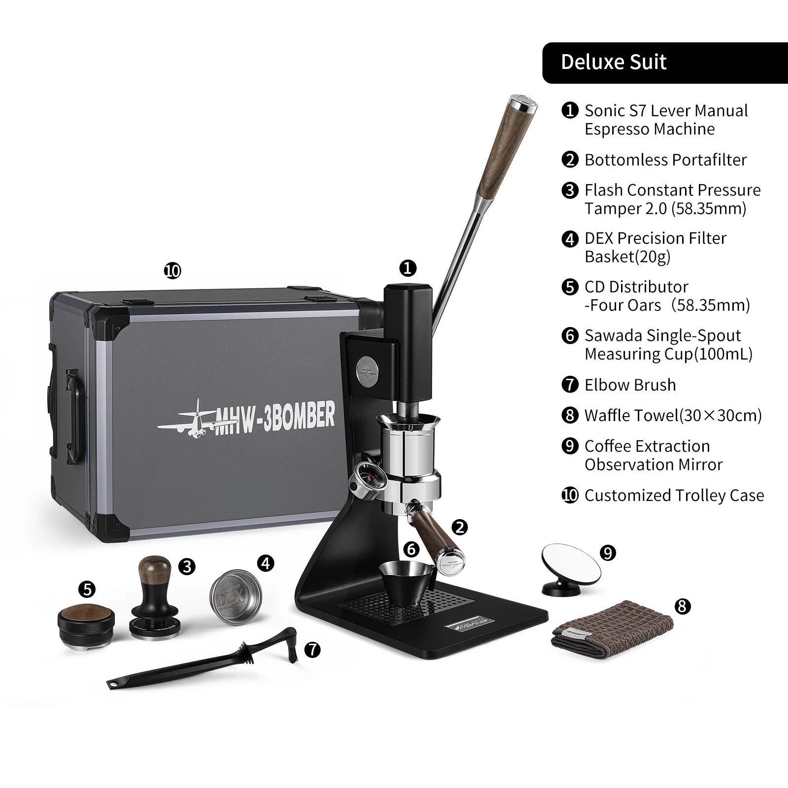 MHW-3BOMBER Sonic S7 manual espresso machine Deluxe (set)